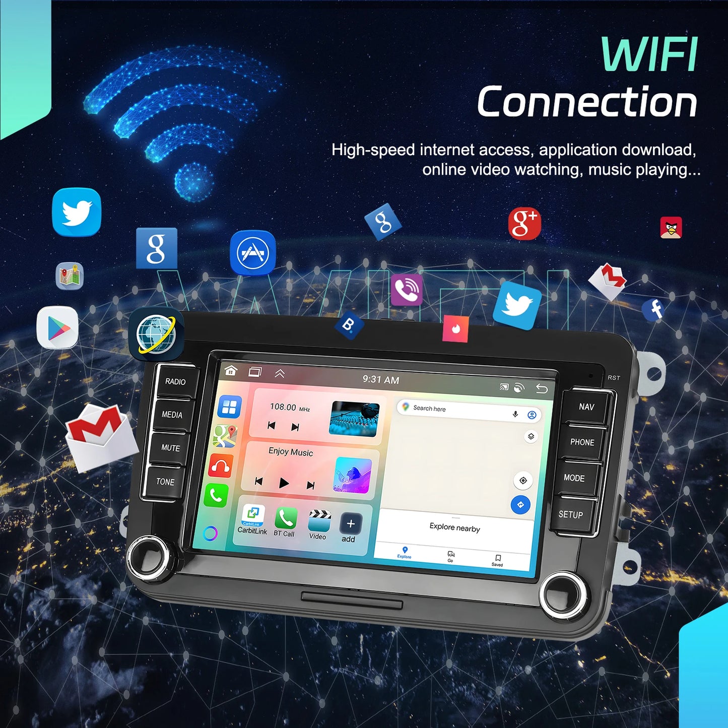Inefala 7/9 Inch 6+128G CarPlay Android Auto Car Radio for VW Volkswagen Golf 5 6 Touran Passat B6 Polo Jetta Sharan Seat Skoda