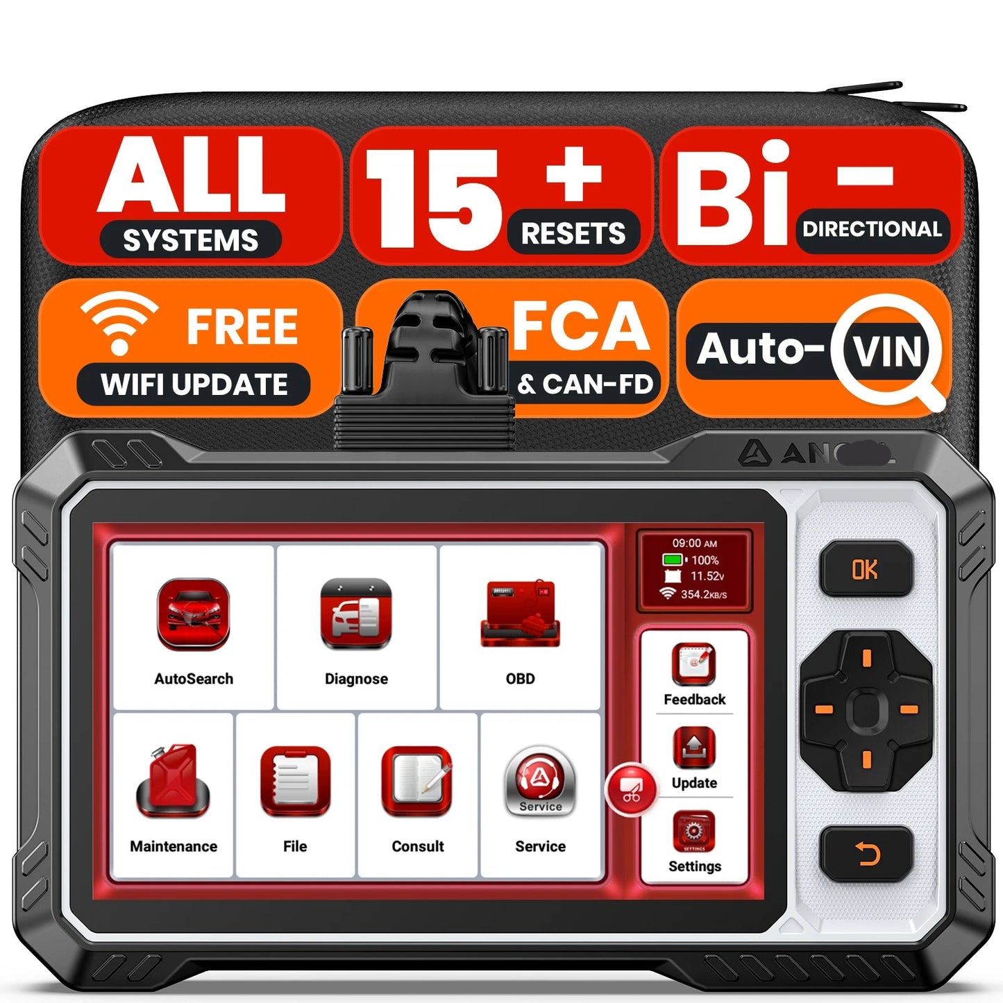 OBD2 Scanner – Diagnoseapparaat – Codelezer – Auto Scanner – Diagnosetool – 6,2-Inch Touchscreen – Wifi Updates