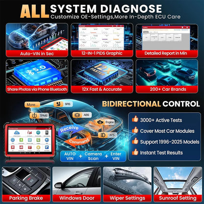 Autodiagnose Tool – Autoscanner – Foutcode Lezer – Diagnose Scanner – OBD2 Scanner – Wifi Bluetooth – 10,1 Inch Scherm
