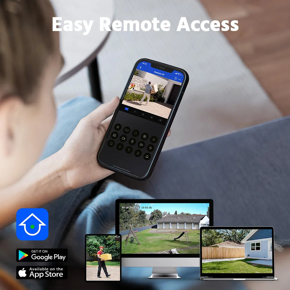 Beveiligingscamera's - Camerabewaking - CCTV Camerasysteem - Waterdichte - 2MP Resolutie -  8-Kanaals DVR & H.265+ Technologie - 4 Stuks Outdoor Camera’s - Zonder Geïntegreerde HDD