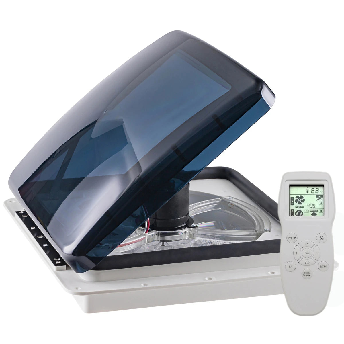 Elektrische Dakventilator – Camper Ventilator – Caravan Ventilator – Dakventilator 40x40 Cm – Regenbestendig – 10 Snelheden - QUORE