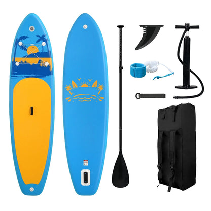 Supboard - Sup - Paddle Board - Sup Boards - 335x84x15cm - Ultra-Light - Opblaasbaar Paddle Board - Max 165 kg - Waterdicht - Voor Rivier - Zee - Inclusief Paddle - Rugzak - Zadel & Accessoires - Oranje en Lichtblauw