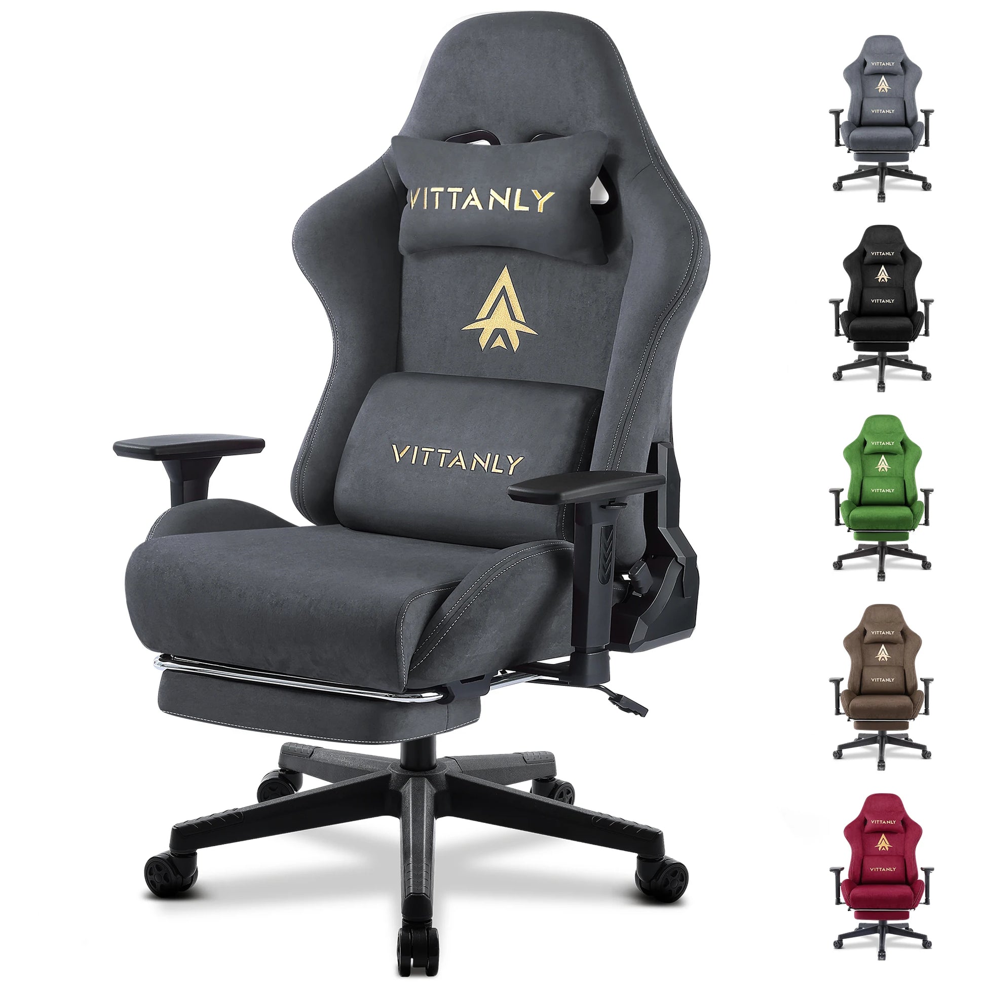 Bureaustoel – Gamingstoel – Werkstoel – Computerstoel – Office Chair – Ergonomisch Design – Verstelbare Rugleuning met Voetensteun – Natuurlijk Suède Grijs - QUORE