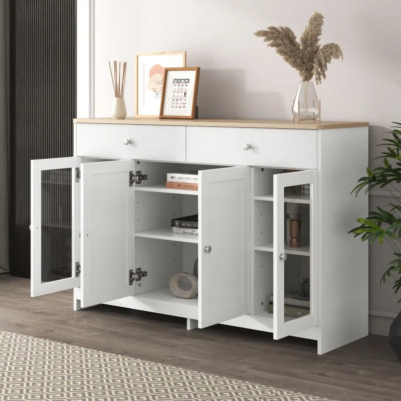 Opbergmeubel – Sideboard – Kast – Opbergkast – Landelijk Design – Compact Formaat – Verstelbare Planken - QUORE