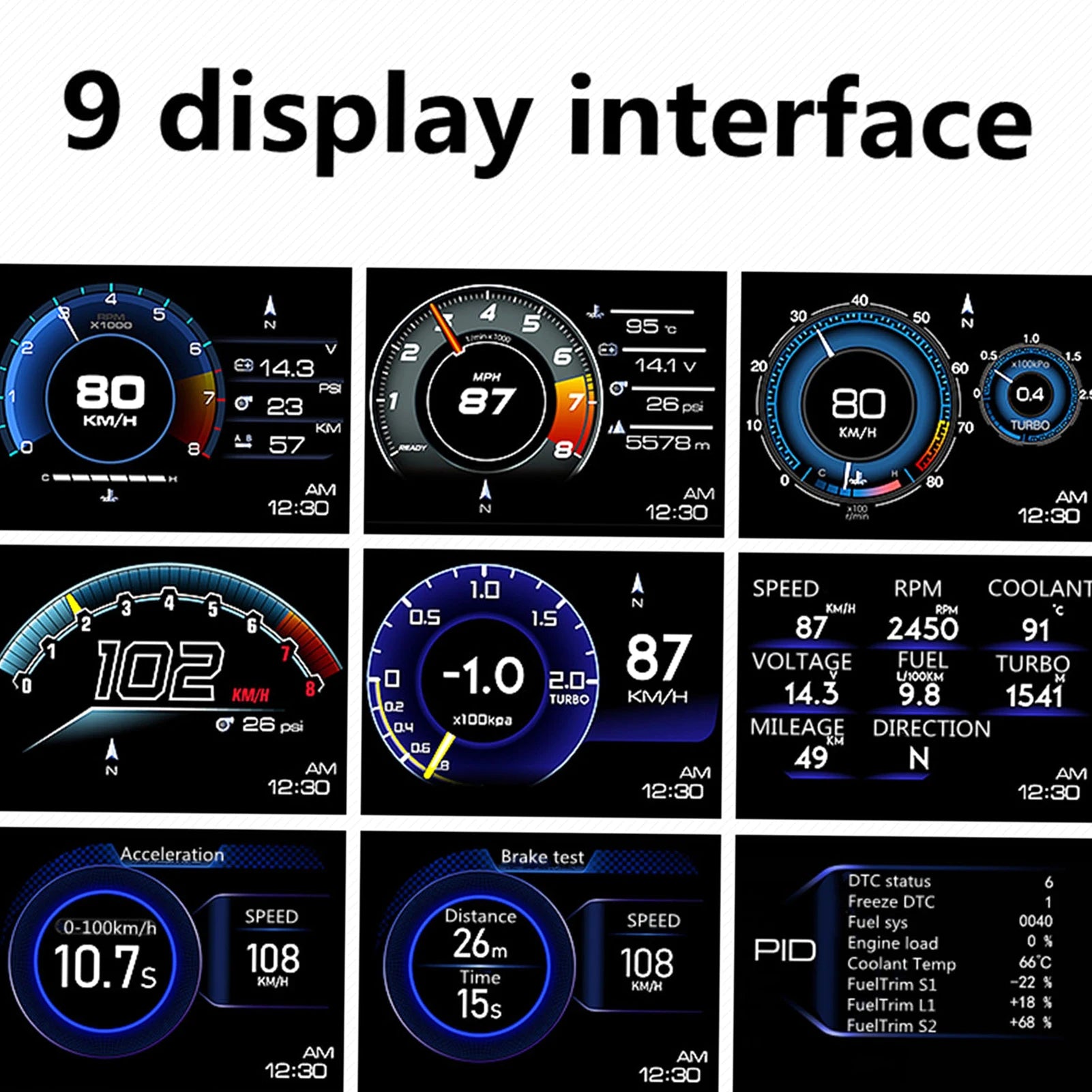 Head Up Display - OBD2 - GPS - Snelheidsmeter Turbo - RPM Alarm Auto Vrachtwagen. - QUORE