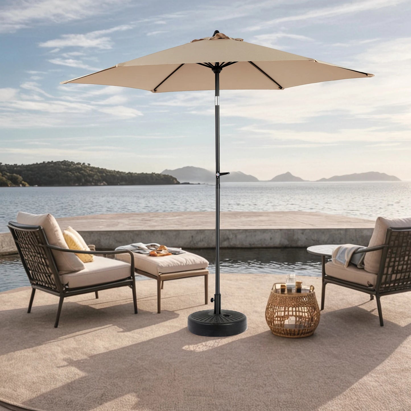 Parasol – Tuinparasol – Balkonparasol – Zweefparasol – Stokparasol – 4,5 Meter Diameter – UV-Bestendig Polyester – Kantelbaar – Slingerbediening