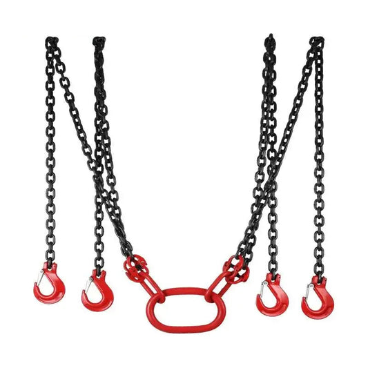 Hijsketting - Ketting - Stalen Ketting - Hijsbanden - Heft 5 Ton 4M - Met 4 Benen Haken en Versteller G80 Gelegeerd Staal