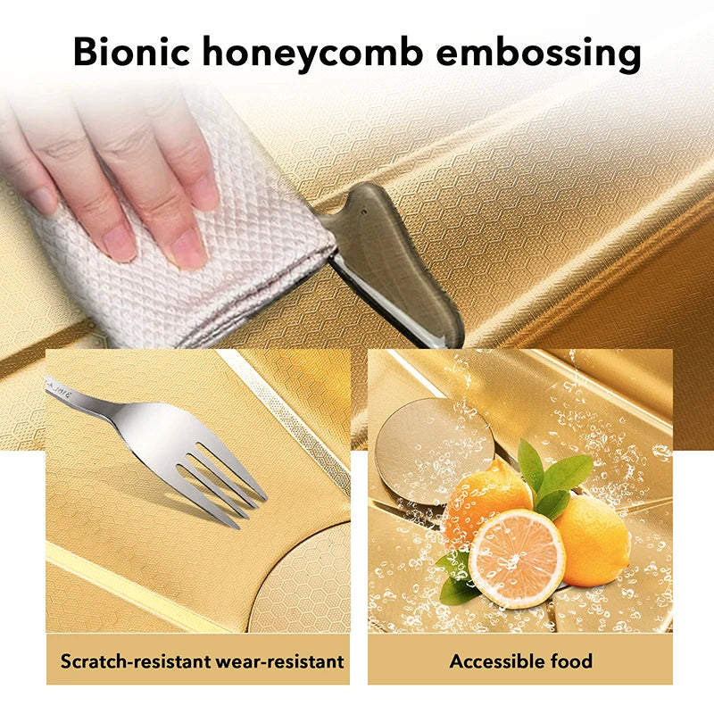 Dubbele Waterval Spoelbak – Keukenspoelbak – Enkele Kom – Roestvrijstalen Spoelbak – Goudkleurige Spoelbak – Geborstelde Gouden Afwerking – Duurzaam Roestvrij Staal – Apron Front Installatie - QUORE