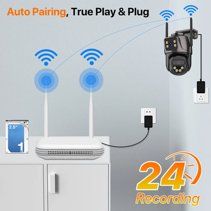 Beveiligingscamera – Camerabewaking – Bewakingscamera – IP-camera – CCTV – 8CH NVR 4PCS 6MP – AI Persoonsdetectie en 270° Pan-Tilt Zoom