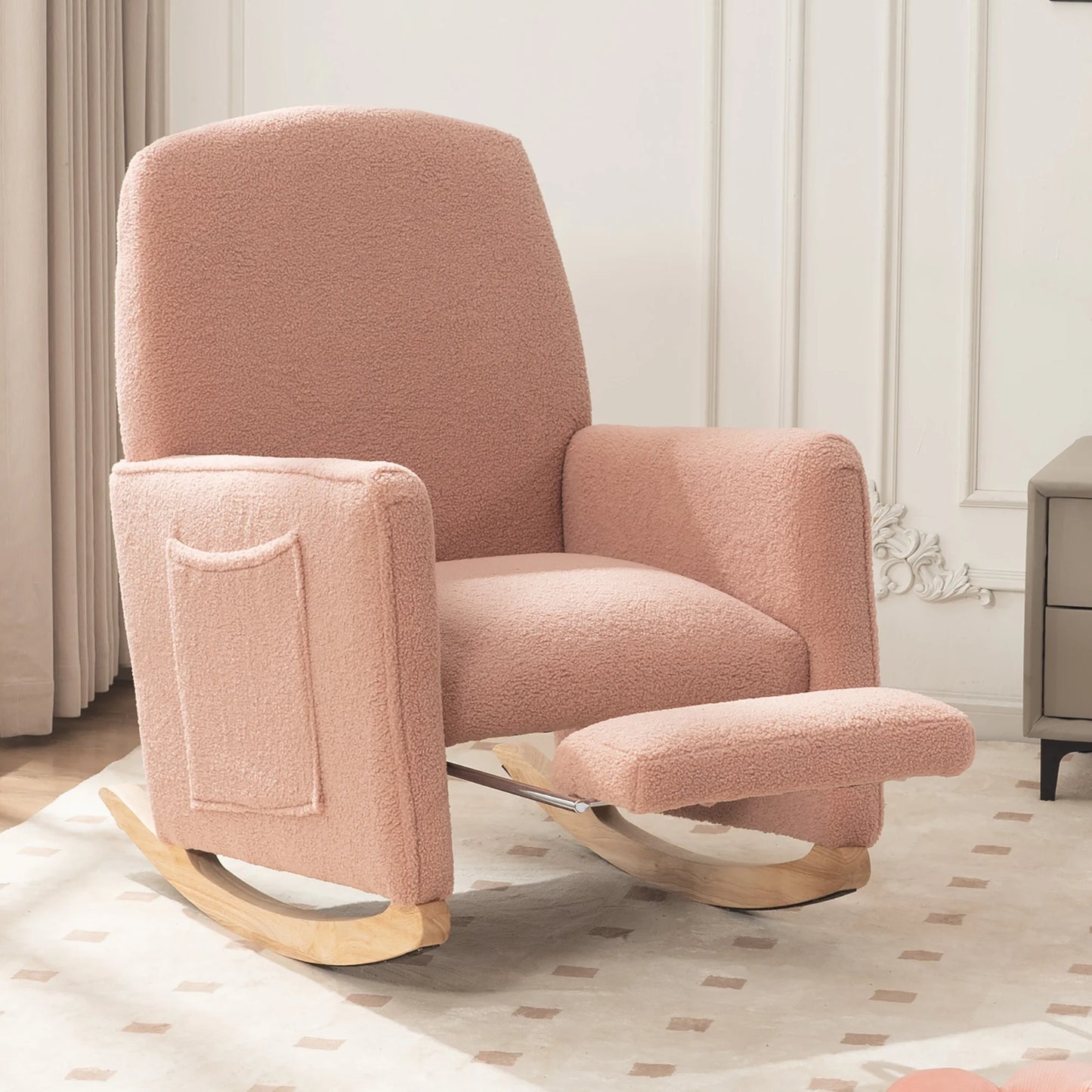 Schommelstoel - Rocking Chair - Relaxstoel - Lounge Stoel - met Kruk - Schommelstoelen Tuin - Hoge Rugleuning –  Fauteuil - Voedingsstoel - Comfortabel & Stijlvol voor Woonkamer