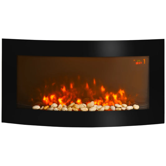 Elektrische Inbouwhaard - Fireplace - Elektrische Kachel - Efficiënte Verwarming - Fireplace Heater - Elektrische Wandhaard - 2000W - Vlameffect - LED-Licht - Zwart - QUORE