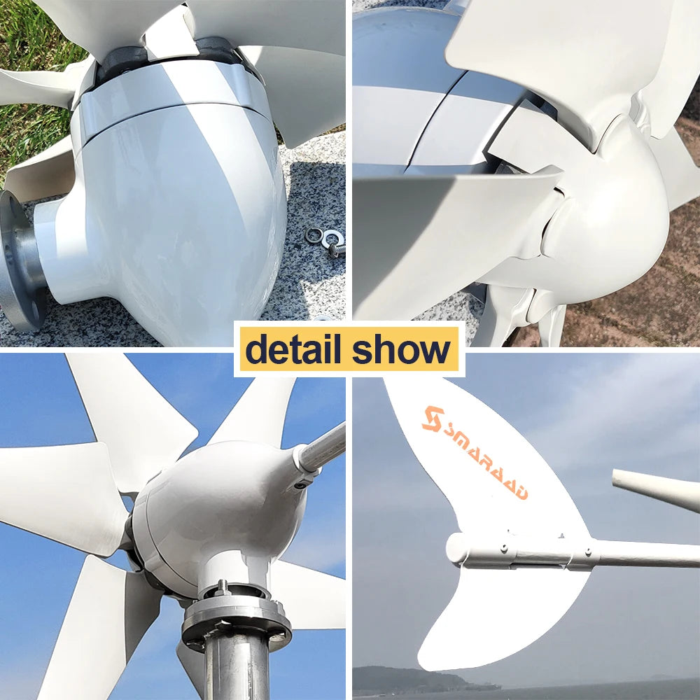 Windturbine – Windgenerator – Windmolen – Duurzame Energie – 3000W – Hybride Zonnestroom – Off-Grid Energie – Fiberglass Bladen – IP54 Beschermd - 24V - Met Batterijsysteem