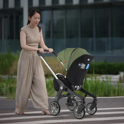 Wandelwagen - 4-in-1 Baby Stroller - Kinderwagen - Buggy - Opvouwbaar – Multifunctioneel – Autostoel - Pram - Lichtgewicht Reiswieg - Roze - QUORE