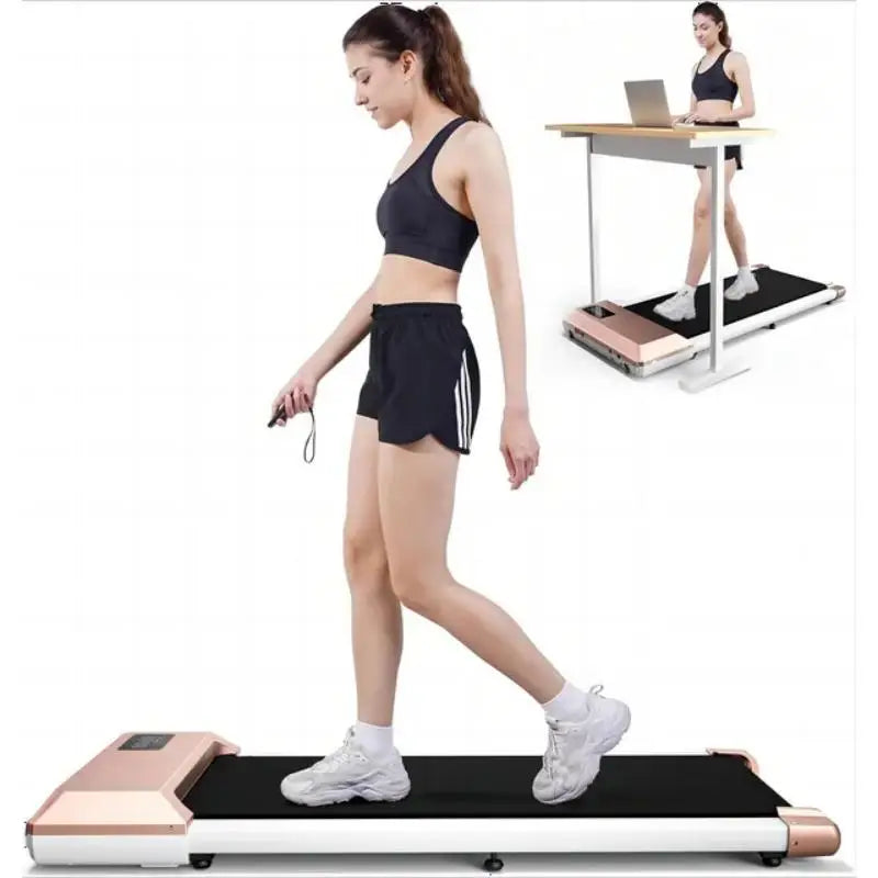 Loopband - Wandelband - Walking Pad - Hardloopband - Loopbanden - 2-in-1 - 2.2HP - 45dB - Vouwbare - Afstandsbediening - App-besturing - voor Thuis en Kantoor - Goud