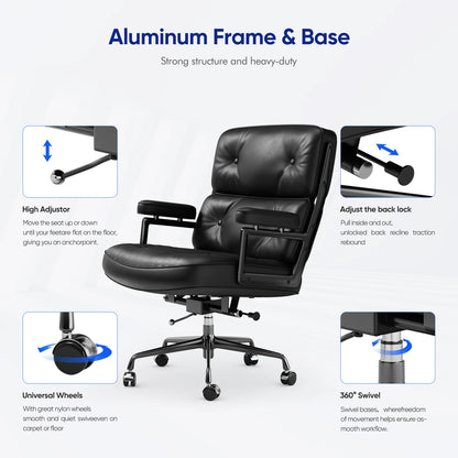 Gamestoel – Gaming Stoel – Bureaustoel – Game Stoel – Gaming Chair – Echt Lederen Bekleding – Ergonomisch Met Verstelbare Rugleuning