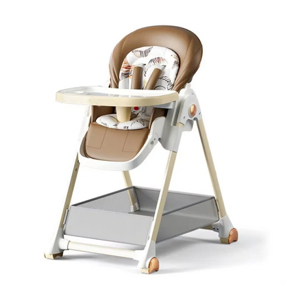 Kinderstoel - Baby Eetstoel - Babystoel - Verstelbare Voedingstoel - Multifunctionele - Geschikt voor Pasgeborenen - Peuters - en Kinderen - Makkelijk Schoon te Maken - Khaki