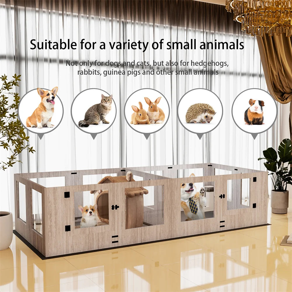 Hondenbench – Hondenbox – Puppybench – Hondenkennel – Tempered Glas – MDF Panelen – Waterdichte Mat - 120x118.6x60cm