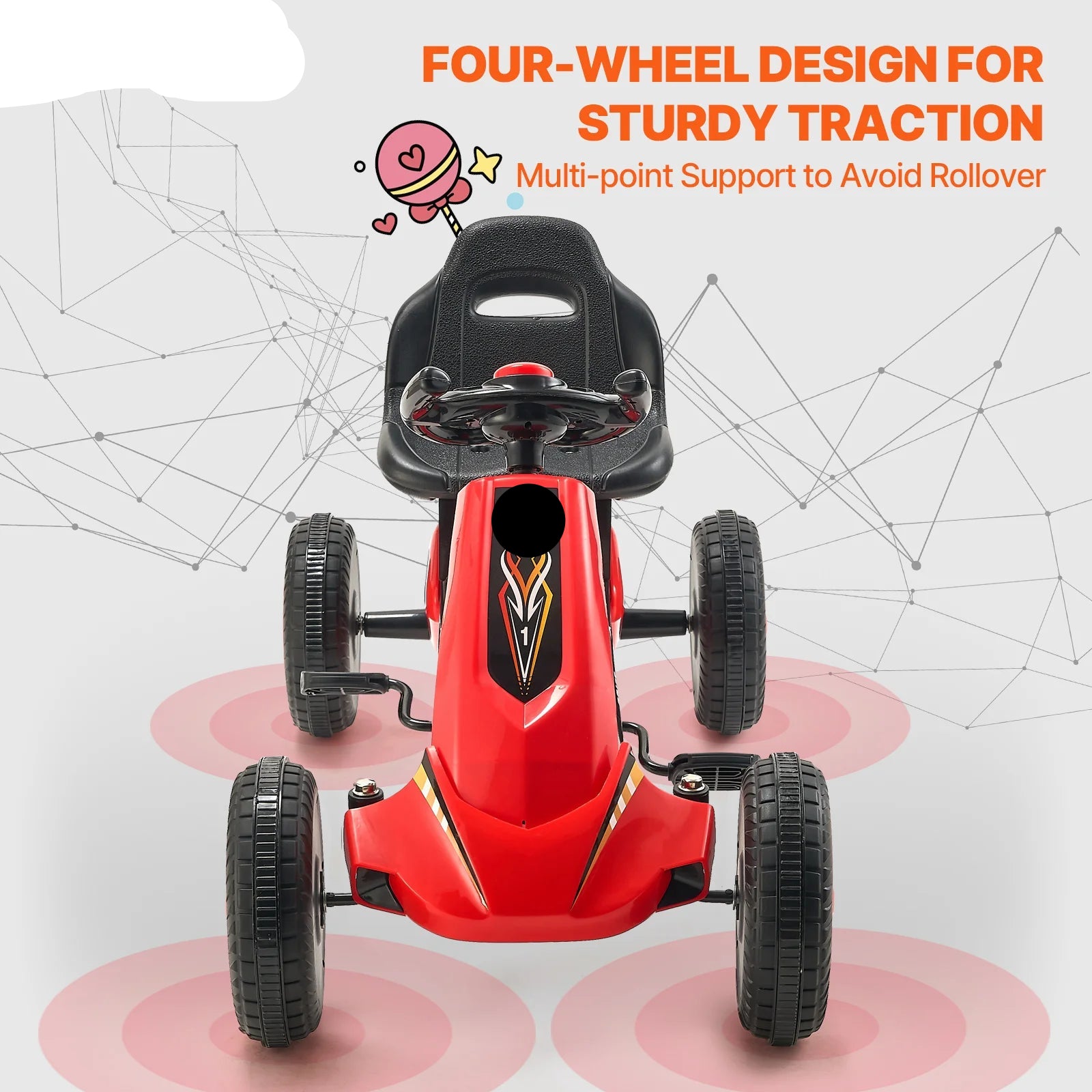 Kinder Go Kart - Skelter - Kart - 4-Wiel Off-Road - Pedal Kart - Verstelbare Zitting - voor Jongens & Meisjes - Voor Buiten - QUORE