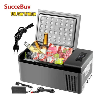 SucceBuy 15L Small Fridge Portable Car Freezer DualBox Mini Refrigerator Compressor Cooler for Traveling Camping Activities
