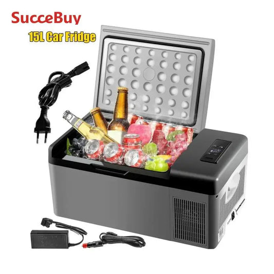 SucceBuy 15L Small Fridge Portable Car Freezer DualBox Mini Refrigerator Compressor Cooler for Traveling Camping Activities