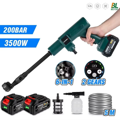 Yofidra - Electric Car Washer - High Pressure Cleaner - 6 in 1 - 18V - 3500W - 200Bar - 380L/H - Patio Cleaner - Electric Water Gun - Spyra - Brushless Motor