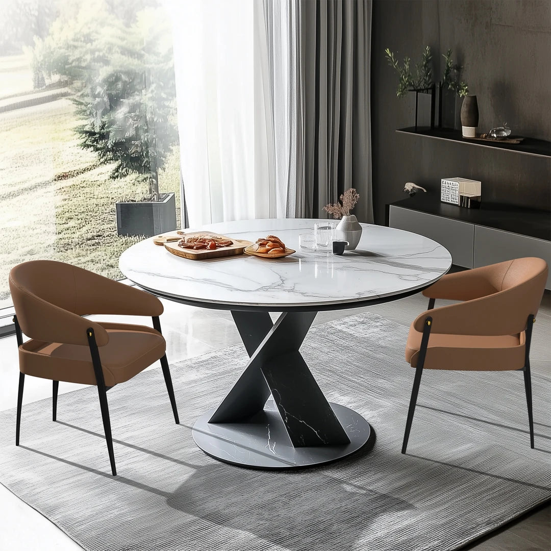 Eetkamerstoelen – Set van 2 - Stoelen – Vergaderstoelen – Bureaustoelen – Microvezel Leer – Eucalyptus Hout – Draagkracht 150 kg - 59 x 43 x 79 cm - Bruin