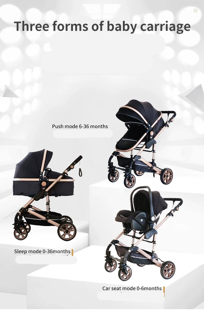 Kinderwagen - Buggy - Baby Kinderwagen 3 in 1 - Luxe Draagbare Reiswieg met Aluminium Frame - Opvouwbare Wandelwagen - Hoog Landschap Babywagen - Bordeaux Rood