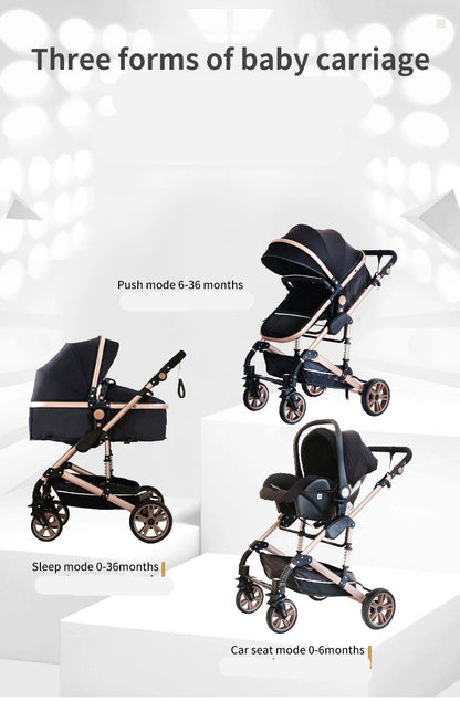 Kinderwagen - Buggy - Baby Kinderwagen 3 in 1 - Luxe Draagbare Reiswieg met Aluminium Frame - Opvouwbare Wandelwagen - Hoog Landschap Babywagen - Bordeaux Rood