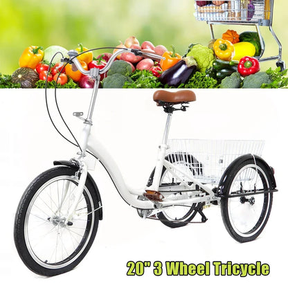 Driewieler Voor Volwassenen – Seniorenfiets – Drie-wieler – Comfortabel – Veilig – 20 Inch Wielen – Ruim Achtermandje