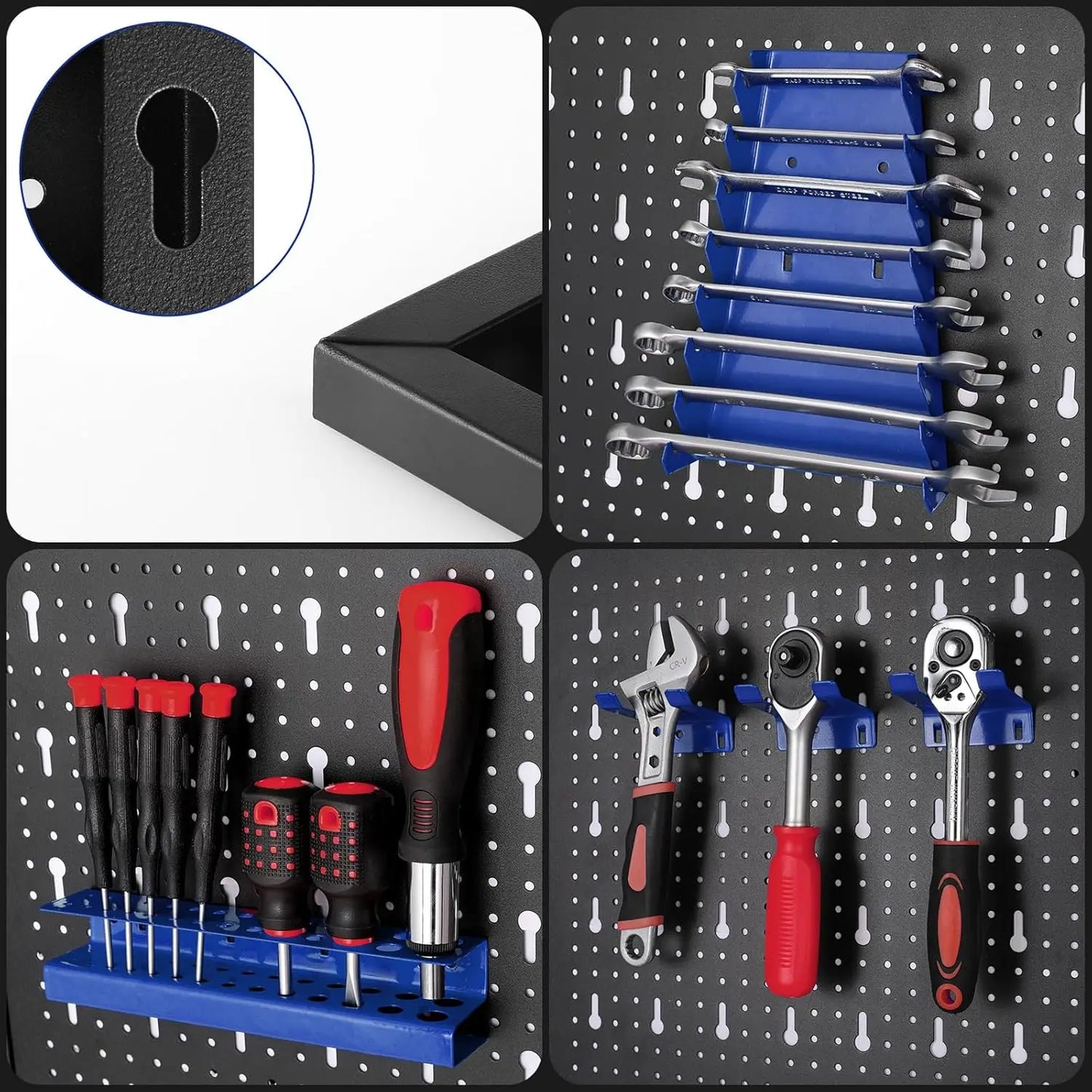 Gereedschapswand – Perforatiewand – Werkplaatswand – Opbergwand – Metaal Gereedschapsbord – 3 Panelen 117x55x2 cm – Inclusief 17-delige Haken Set