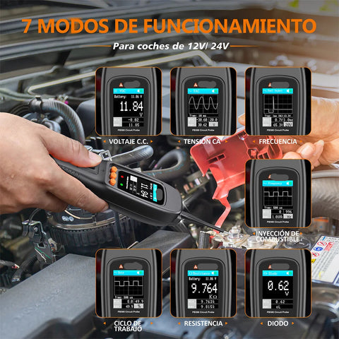 PB500 - Diagnosecomputer - Storing Verwijderen - Uitleesapparatuur Auto - Diagnose Auto - 7 testmodi (DC-spanning, AC-spanning, frequentie, duty cycle, detectie van brandstofinjectiecircuit, weerstand, diode)