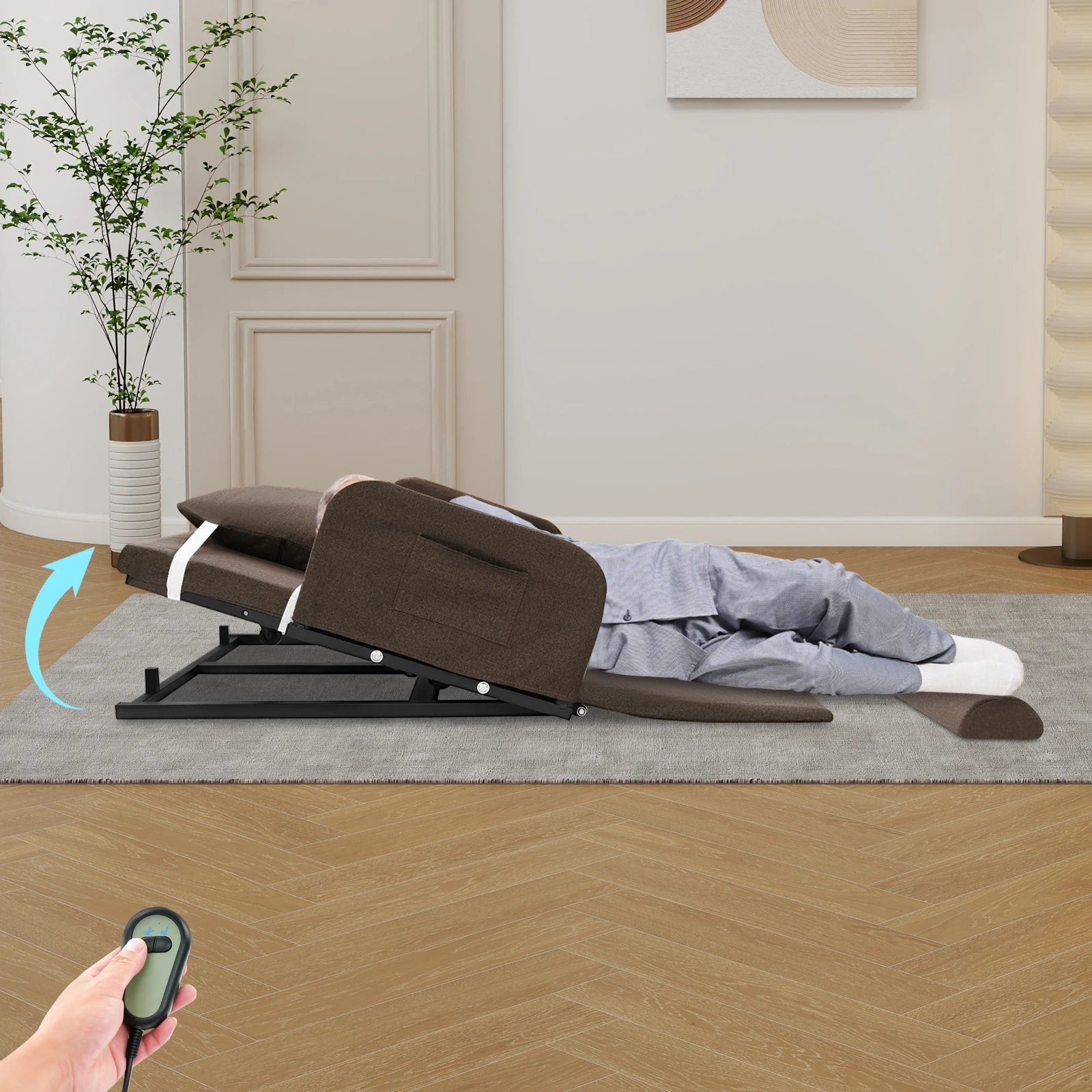 Elektrisch Verstelbare Rugsteun – Elektrische Lifting Backrest – Bedsteun – Verstelbaar Hoofdeinde – Bed Accessoire – Staal En Katoen/Linnen – Verstelbare 10-80° Hoek – Max 100 Kg Belastbaar - QUORE