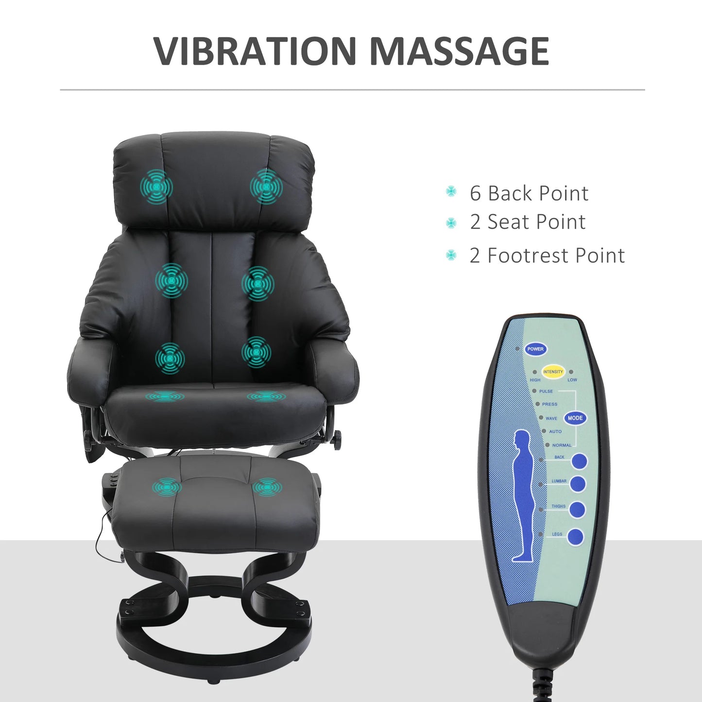 Massagestoel – Massagefauteuil – Relaxstoel – Ontspanningsstoel – Verstelbare Rugleuning – 10 Vibratiepunten – Draaibaar 360°