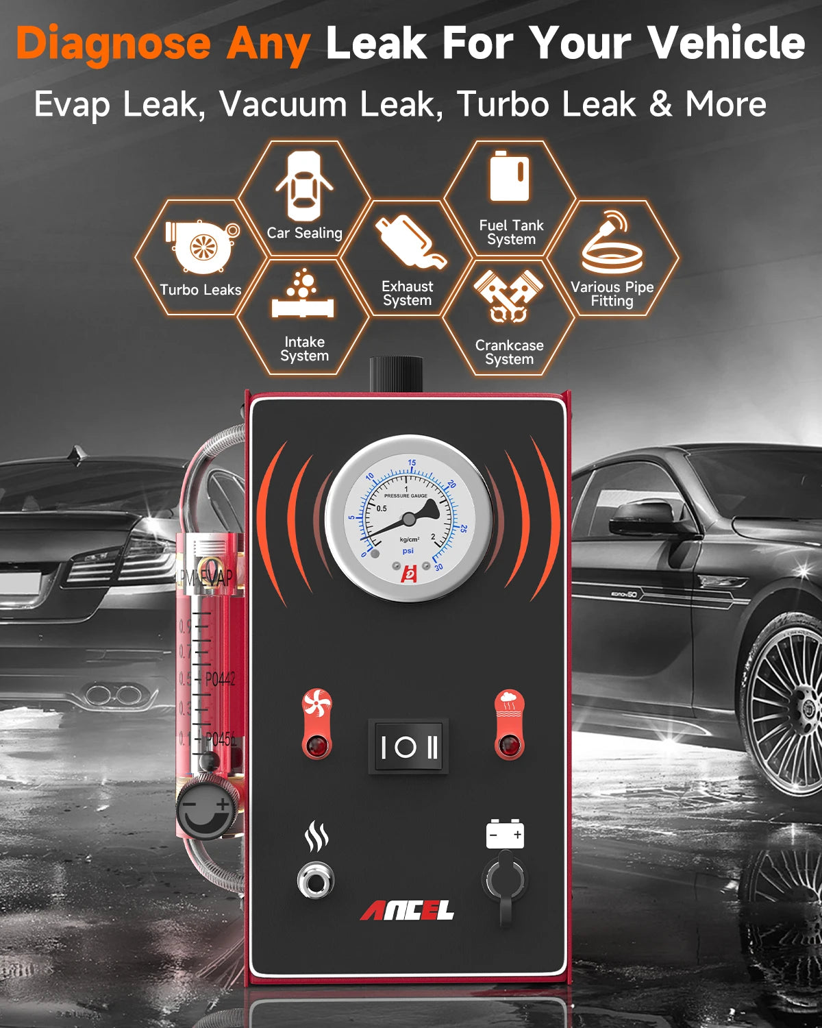 Rooklekkendetector – Rookmachine – Lekdetectie Apparaat – EVAP Tester – Vacuüm Tester – 12V Aangedreven – Compact En Draagbaar - QUORE