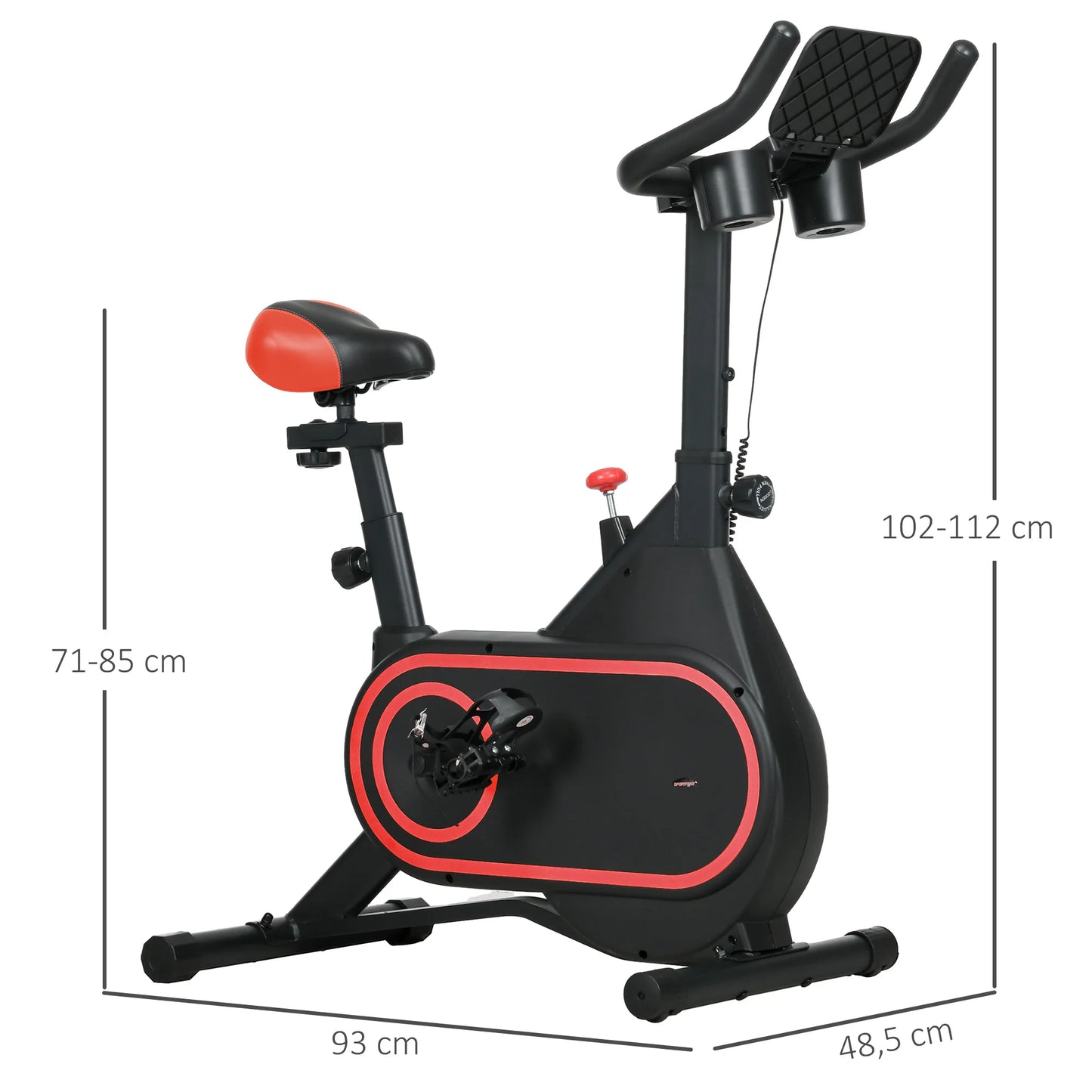 Hometrainer - Spinningfiets - Hometrainers - Indoorfietsen - Indoorfiets - Fitness Fiets - Verstelbare Weerstand - 4 kg Vliegwiel - LCD Display - Verstelbaar Zadel en Stuur - Fiets voor Cardio Training - Rood