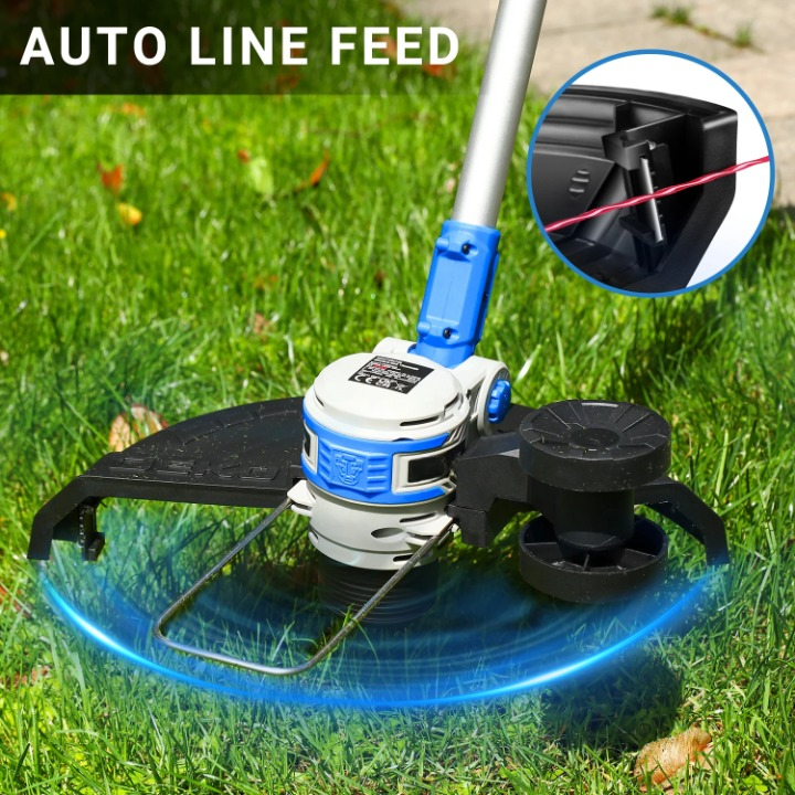 Accu Grastrimmer - Grasmaaier - Bosmaaier - Hoogte Verstelbaar - met Maaiaccessoires - Lange Levensduur - Voor Gazons - Tuinen - Weiden - 20V - 30cm Snijbreedte - Blauw