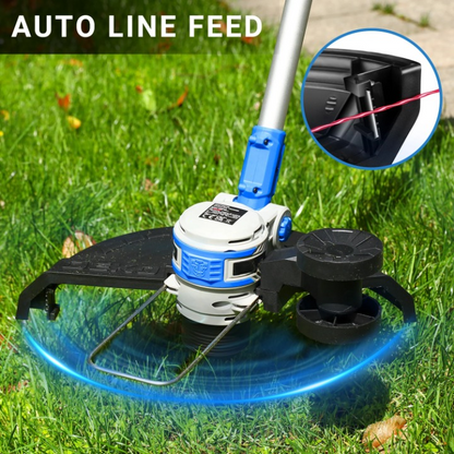 Accu Grastrimmer - Grasmaaier - Bosmaaier - Hoogte Verstelbaar - met Maaiaccessoires - Lange Levensduur - Voor Gazons - Tuinen - Weiden - 20V - 30cm Snijbreedte - Blauw