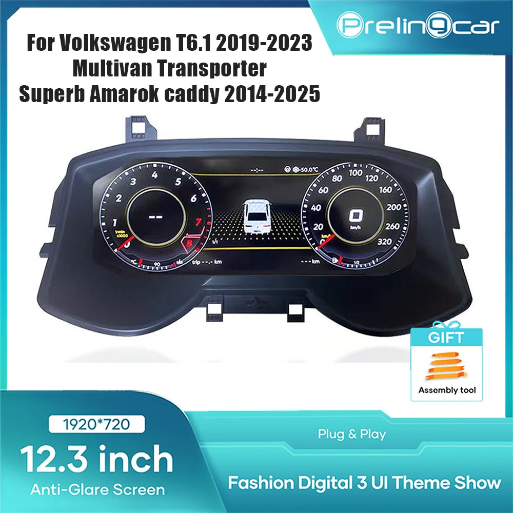 Digitaal Dashboard – LCD Cluster – Instrumentenpaneel – Auto Display – Auto Dashboard – 12,3 Inch HD IPS Scherm – Draadloze CarPlay & Android Auto - QUORE