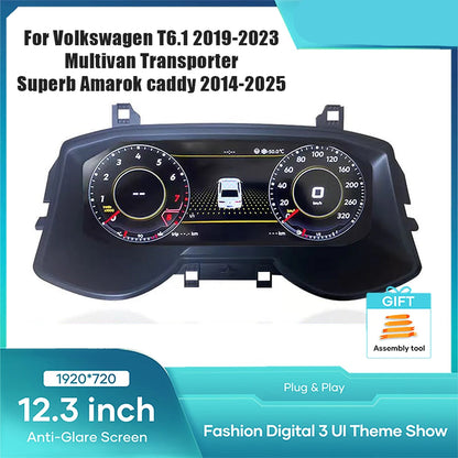 Dashboardmeter – Digitale Kilometerstand – Auto Display – Instrumentenpaneel – LCD Cluster – 12,3 Inch HD Scherm – Draadloze CarPlay & Android Auto