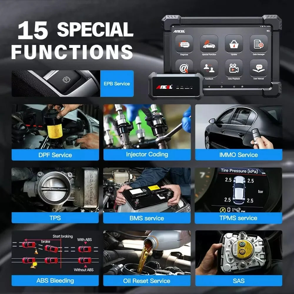 OBD2 Scanner – Auto Diagnose Tool – Foutcode Lezer – Systeemtester – Bluetooth – 10,1 Inch Touchscreen – Meertalige Interface