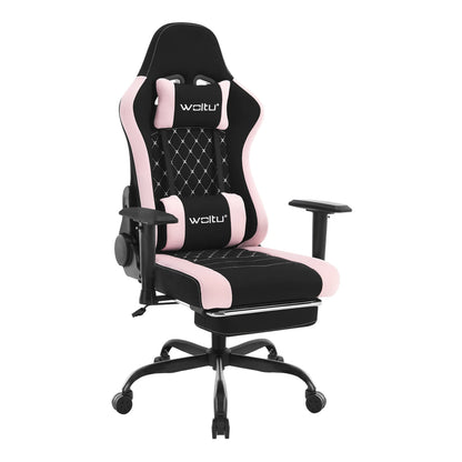 Ergonomische Gaming- en Bureaustoel – Gamerstoel – Bureaustoel – Draaistoel – Office Chair – Massagefunctie – Ademend Mesh Materiaal – Zwart/Roze