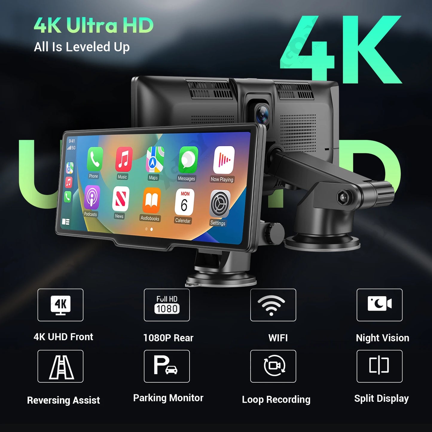 Dashcam Spiegel - Navigatiesysteem Auto - Dashcam voor auto - GPS Navigatie - Draadloze - 4K DVR - Bluetooth Audio - ADAS Systeem - 10.26" - Achteruitrijcamera - 64TF