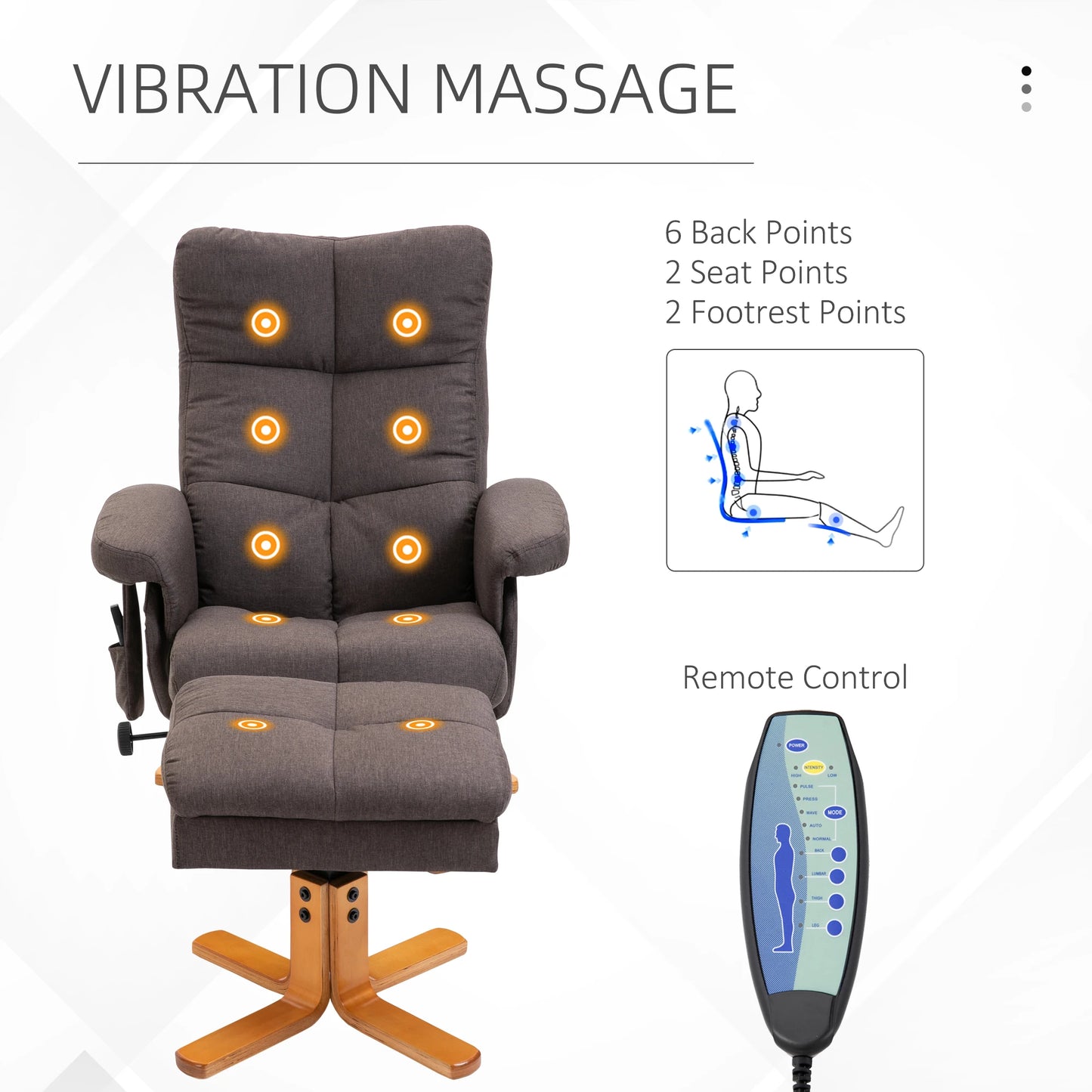 Massagefauteuil – Relaxstoel – Massagestoel – Comfortfauteuil – 10 Massagepunten – Verstelbare Rugleuning 145 Graden