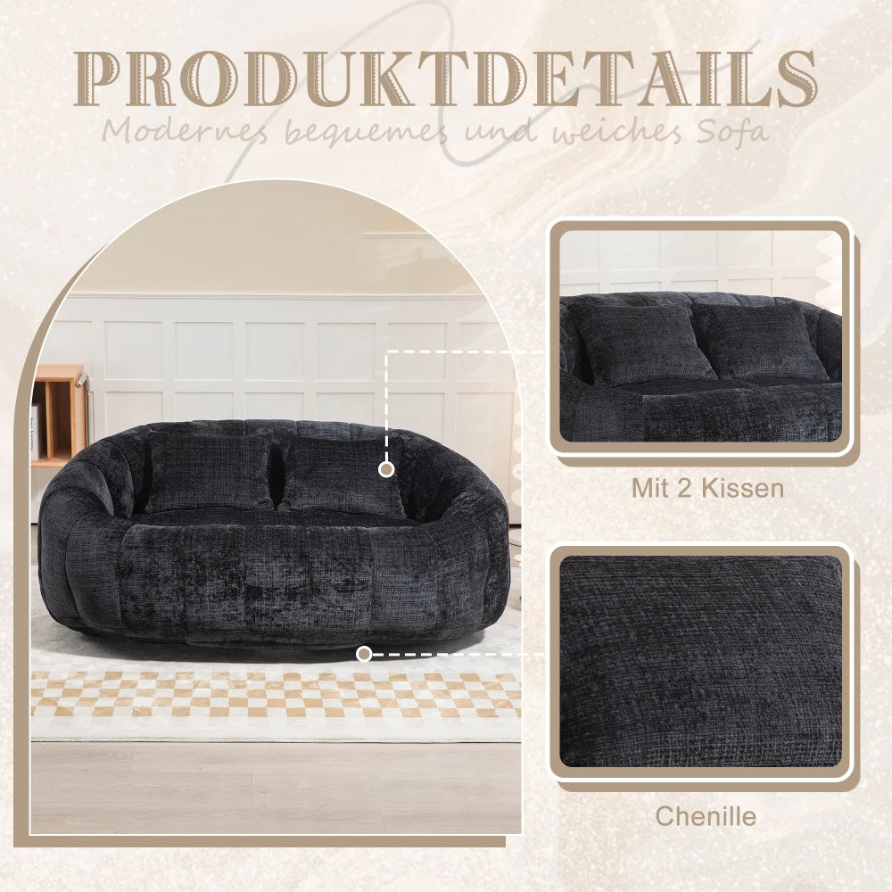 Zitzak – Zitzakbank – Loungestoel – Loungebank – Zitzakfauteuil – Chenille Stof – Hoge Rugleuning – 150x95x63 cm – Geschikt Voor Binnen & Buiten - QUORE