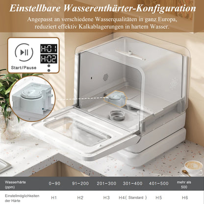 Mini Vaatwasser – Kleine Vaatwasser – Tafelmodel Vaatwasser – Vrijstaande Vaatwasser – Compac­te Afwasmachine – 3 Serviessets – 2-in-1 Watertoevoer