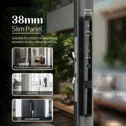 Smart Slot – Slim Deurslot – Elektronisch Slot – Biometrisch Slot – Draadloos Slot – 6 Ontgrendelmethodes – IP66 Waterdicht Zinklegering - 6085 - Zilver