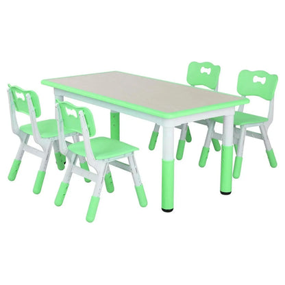 Speeltafel - Activiteiten Tafel -  Stoelen - Tafel - Kinder Speeltafel en Stoelenset - Verstelbare - met 4 Stoelen – Lichtgroen – Voor Peuters en Kleuters