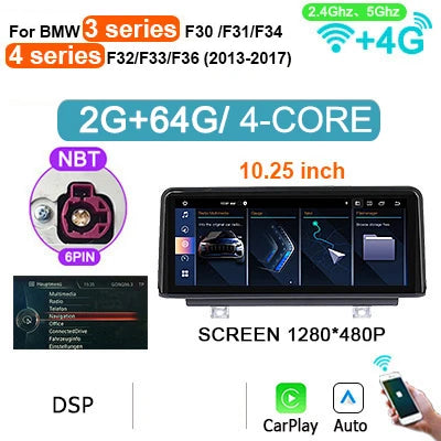Android Multimedia Speler – Auto Radio – Infotainmentsysteem – Double DIN – Navigatiesysteem – 10,25 Inch HD Touchscreen – Draadloze CarPlay & Android Auto