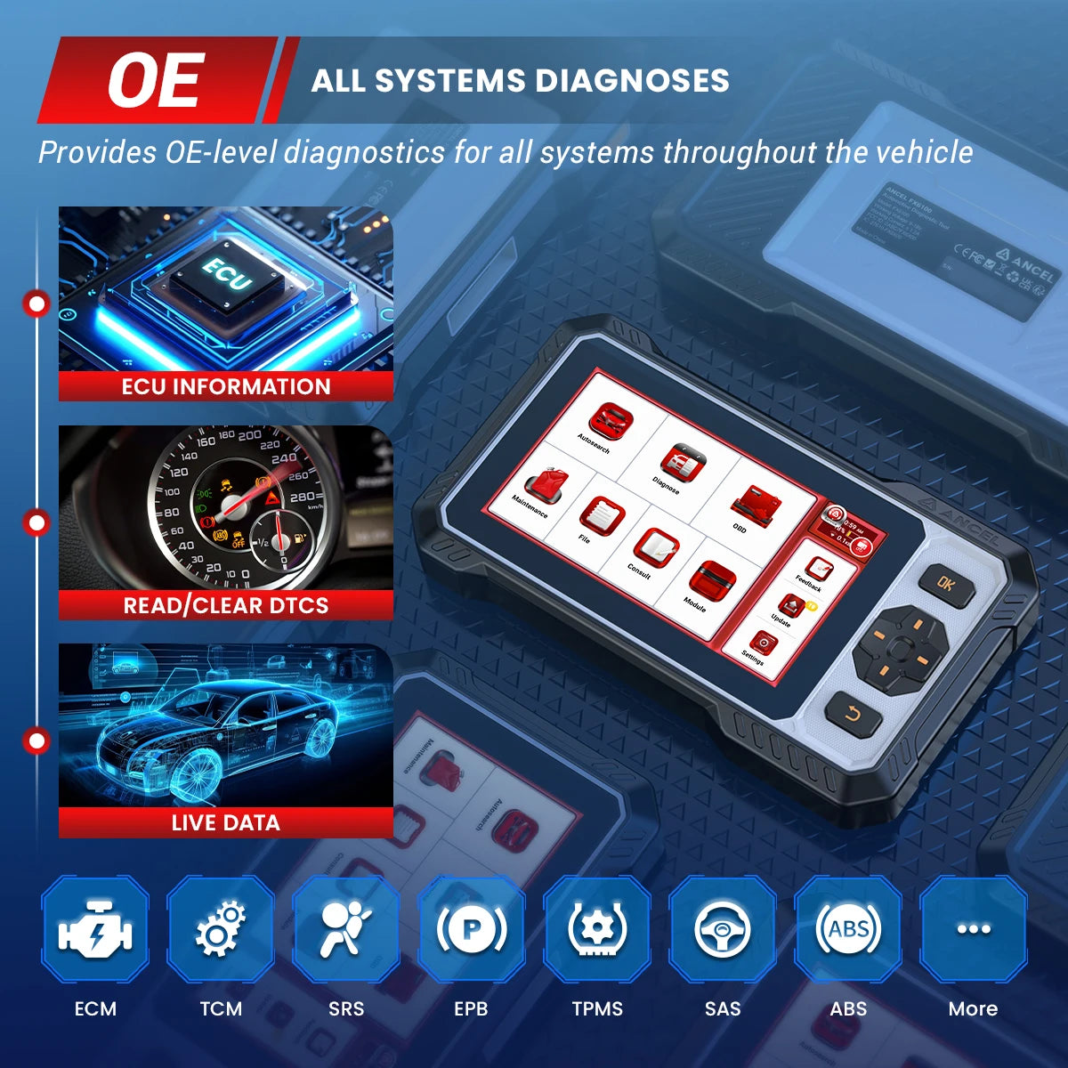 OBD2 Autodiagnose Scanner – Auto Diagnose Tool – Foutcode Scanner – Diagnostisch Apparaat – Tweerichtingscontrole – 6,2 Inch Hd Touchscreen – Wifi Updates