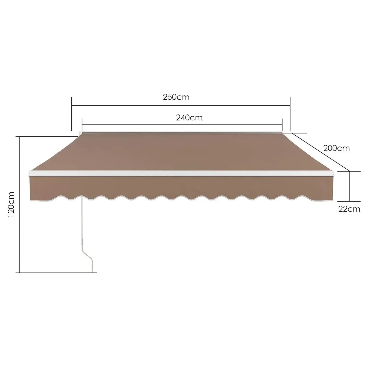 Uitschuifbare Zonwering – Schaduwdoek – Terrasdoek – Balkonzonwering – Zonnescherm – Aluminium Frame – Water- En UV-Bestendig - 2.5 x 2M